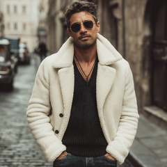 Men's Winter Classic Off-White Double-Breasted Fleece Jacket MTA0458K7U