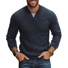 Men's Winter Retro Cotton Yarn Knit V-Neck Slim Fit Sweater MTA2821K9P