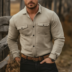 Men's Retro Corduroy Button-Up Shirt MTA1974K5P