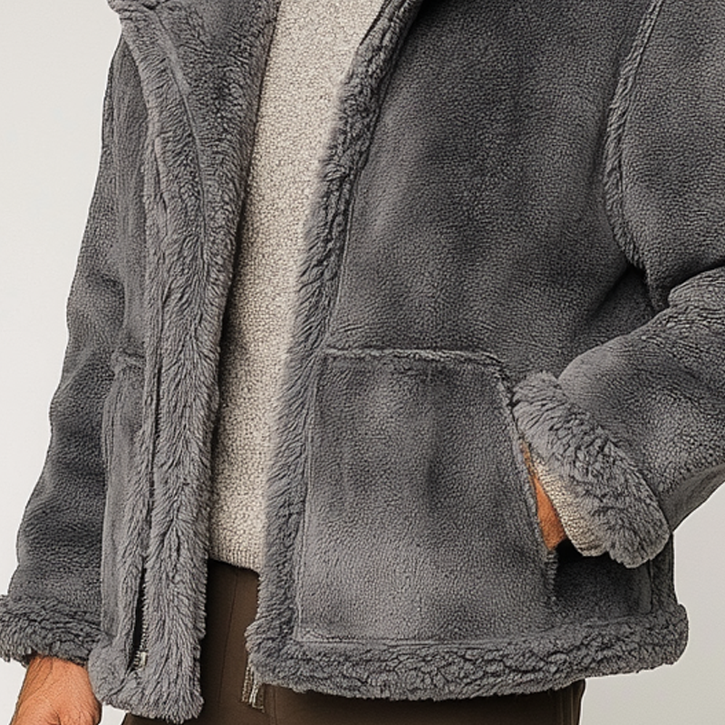 Men's Retro Western Cowboy Style Solid Color Fleece Collar Jacket MTA1591K3X