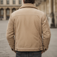 Men's Classic Camel Corduroy And Shearling Lining Zip-up Jacket  MTA0453K9U