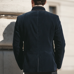 Men's Business Stand-up Collar Corduroy Single-vent Jacket MTA2175K7U