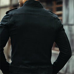 【24-hour shipping out】Men's Vintage Stand Collar Denim Jacket 75697045X