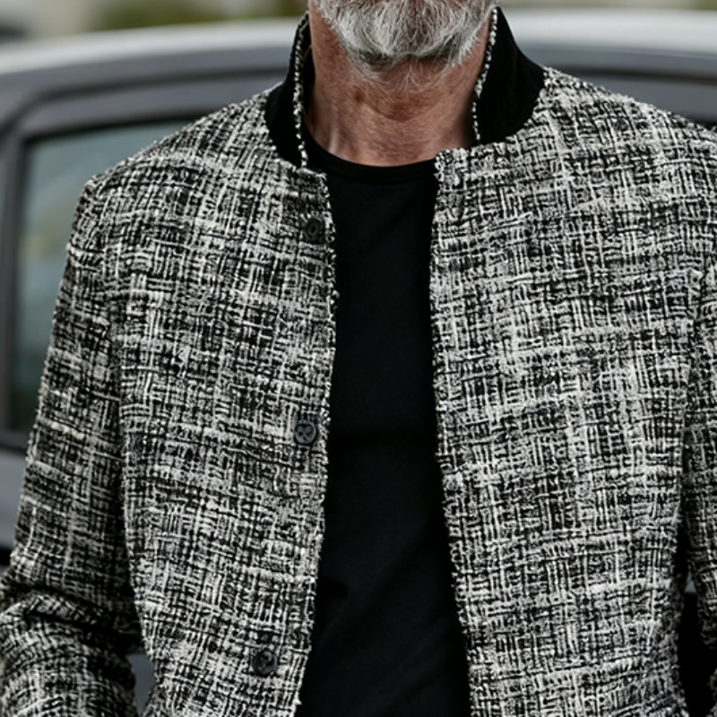 Men's Retro Casual Tweed Stand Collar Button Jacket MTA1075K5TO