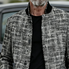 Men's Retro Casual Tweed Stand Collar Button Jacket MTA1075K5TO