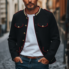 Men's Retro Color Block Stand Collar Jacket MTA0409L9X