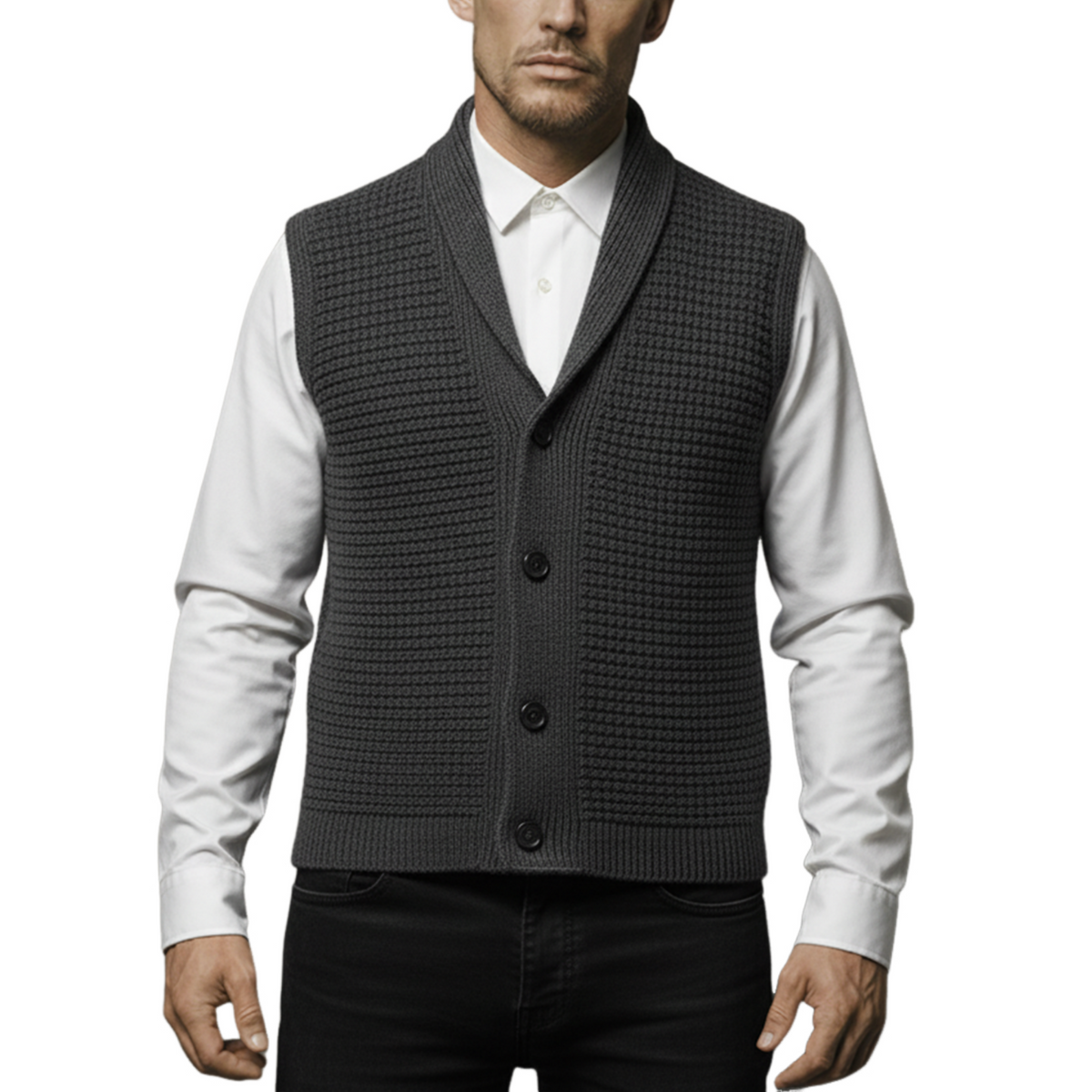 Men's Classic Retro Shawl Collar Knitted Vest MTA1201K8K
