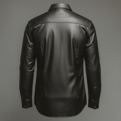 Men's Classic Retro Western Style PU Leather Long-sleeved Shirt MTA2296K2K