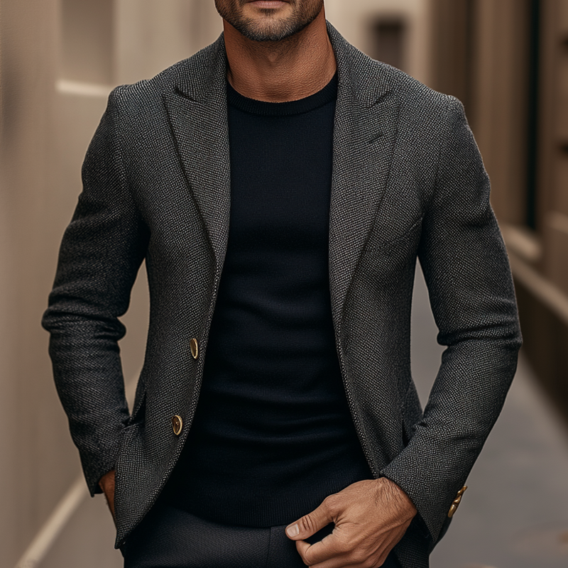 Men's Blended Solid Color Lapel Blazer MTA2813K5X