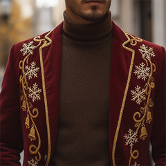 Men's Winter Retro Embroidered Corduroy Button Jacket MTA1861K7P