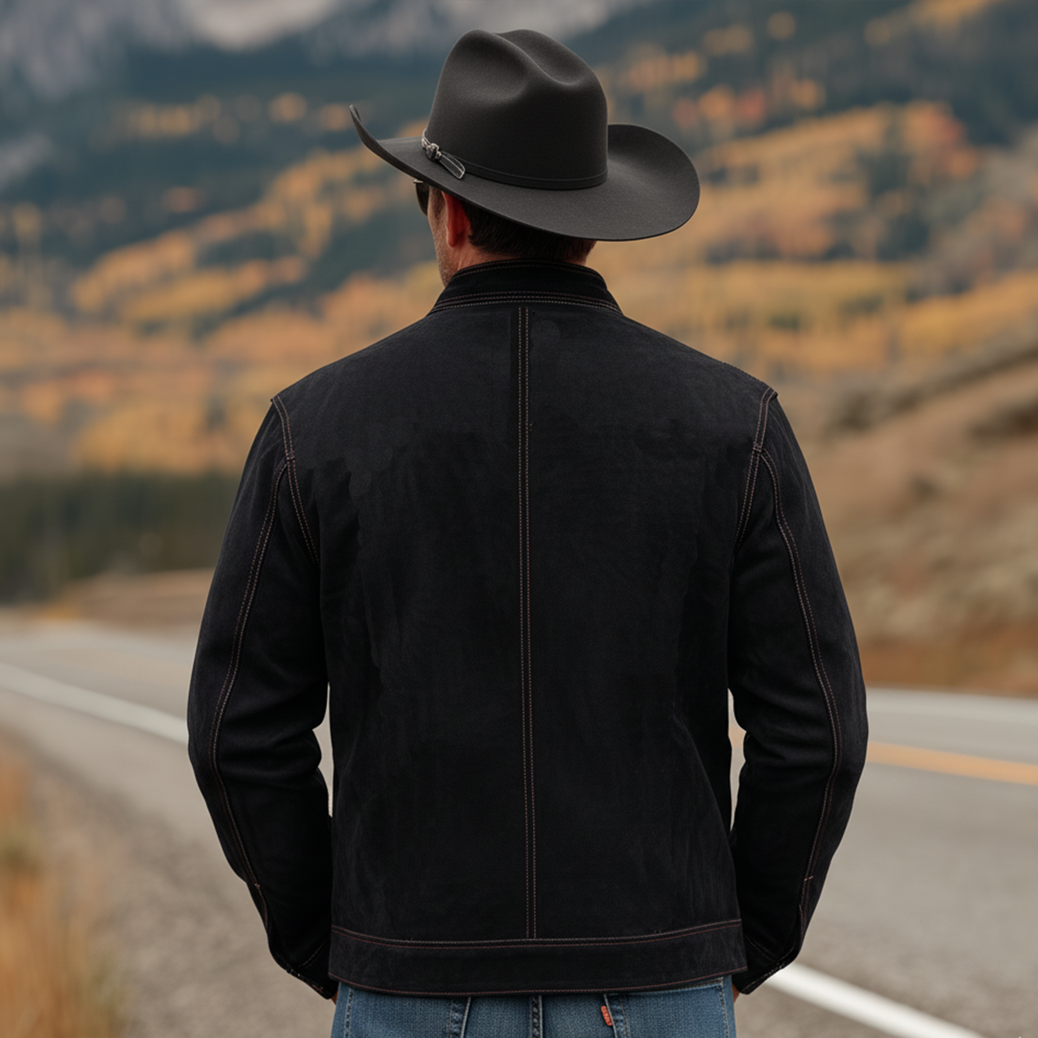 Men's Classic Retro Western Style Stand-up Collar Embroidered Faux Suede Zip-up Jacket MTA2799K9K