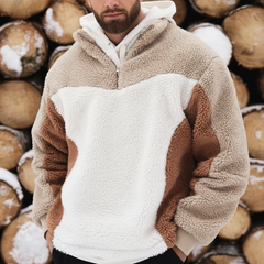 Men's Classic Color Block Faux Lambswool Quarter Zip Collar Sweatshirt MTA1126K6U