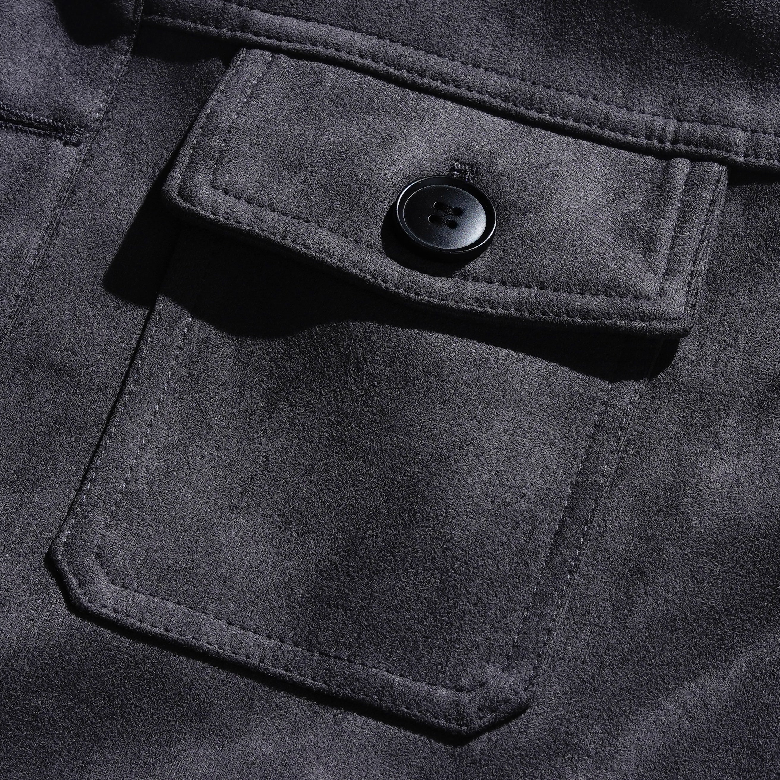 Men's Vintage Suede Single Breasted Stand Collar Jacket 65731063Y