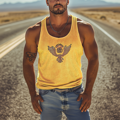 【24-hour shipping out】Men's Classic Casual American Retro Embroidered Knit Striped Tank Top 72799567K