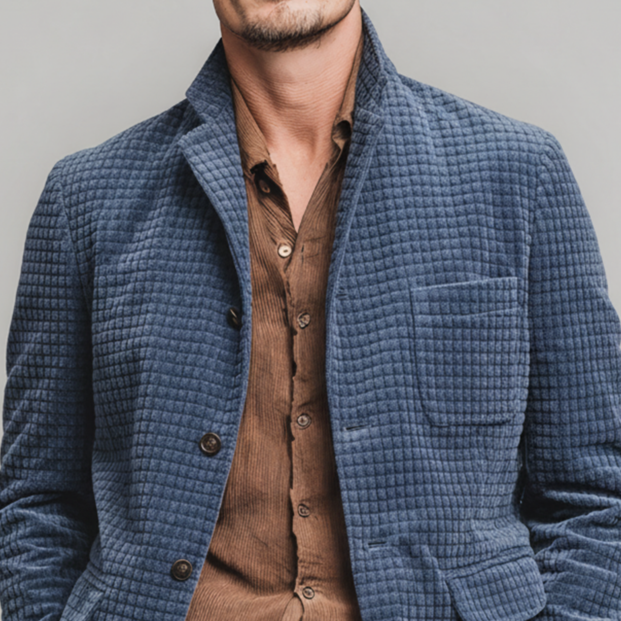 Men's Classic Casual Textured Corduroy Stand Collar Jacket MTA1437K8K