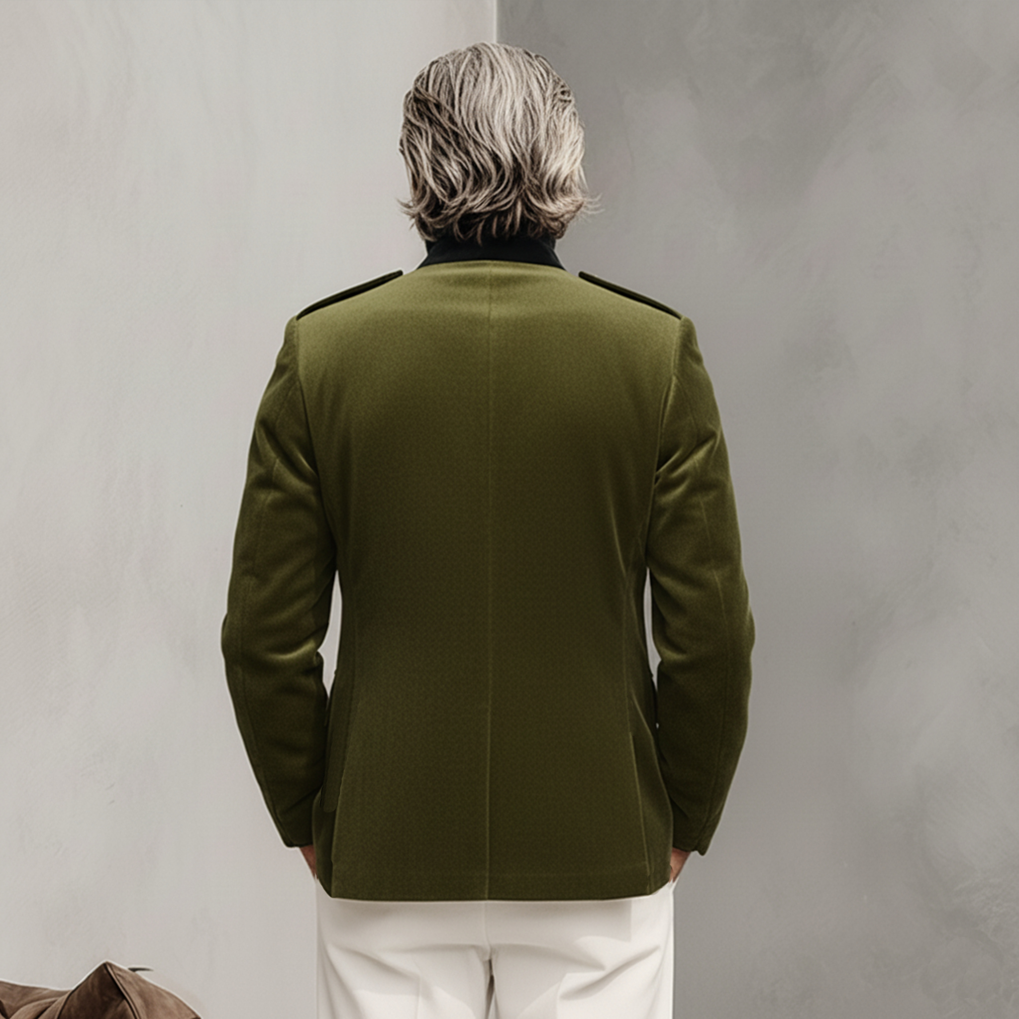 Men's Classic Retro Stand Collar Faux Velvet Slim Fit Jacket MTA1025K9K