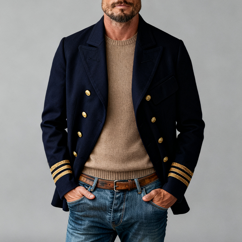 Men's Blended Fabric Double-breasted Blazer MTA1167K7X