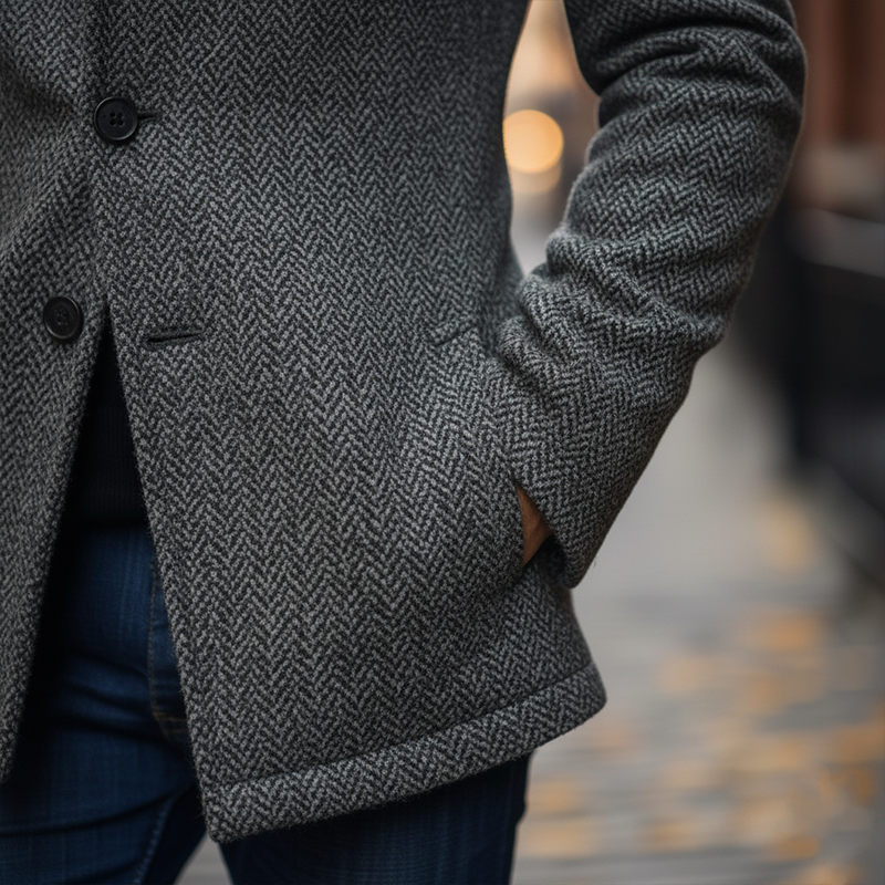 Men's Winter Retro Herringbone Faux Wool Jacket MTA0443K2P