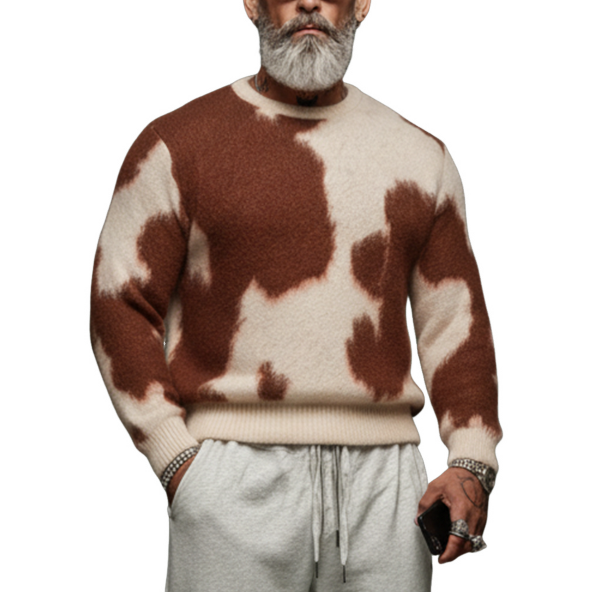 Men's Classic Casual Crew Neck Slim Fit Mohair Sweater MTA0545K7K