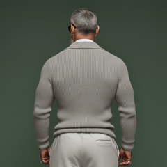 Men's Classic Casual Rugged Style Lapel Zip-up Slim-fit Knit Cardigan MTA0529K7K