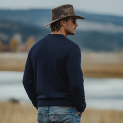 Men's Classic Casual Crew Neck Faux Two-piece Sweater MTA2831K1K