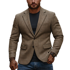 Men's Casual Plaid Blended Lapel Blazer MTA0616K7X