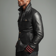 Men's Urban PU Leather Slim Fit Button Jacket MTA1206K2U