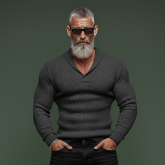 Men's Classic Retro Shawl V-neck Slim Fit Sweater MTA2834K9K