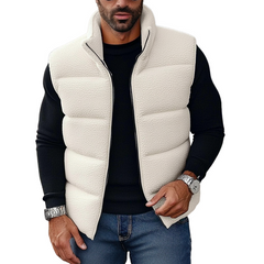 Men's Solid Color Fleece Patchwork Stand Collar Zip-up Vest MTA2613K1X