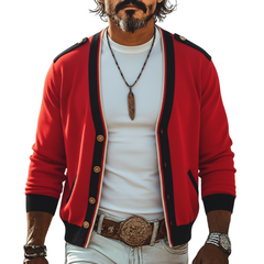 Men's Casual Western Style Epaulette Knit Cardigan MTA1573K5K