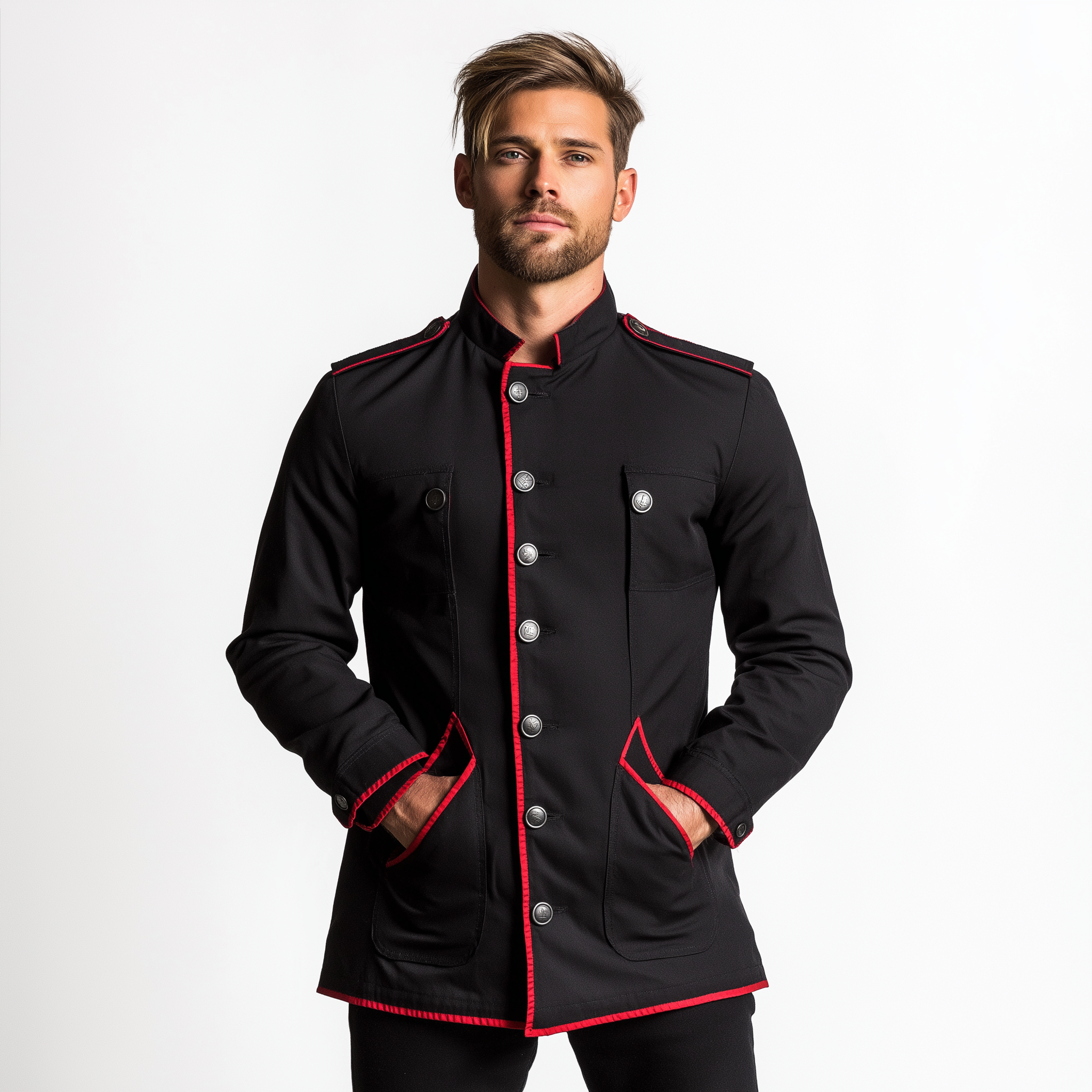 Men's Fashion Color-Blocked Cotton Blend Button-Up Shirt MTA1706K4P