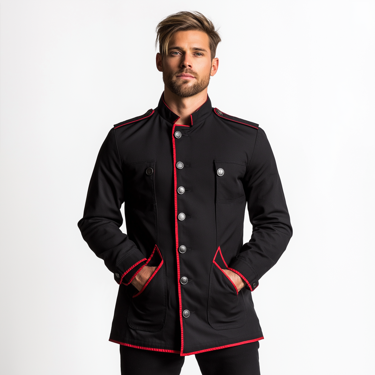 Men's Fashion Color-Blocked Cotton Blend Button-Up Shirt MTA1706K4P