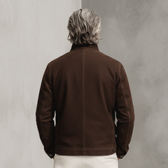 Men's Classic Light Business Stand Collar Multi-Pocket Faux Suede Jacket MTA0487K5K