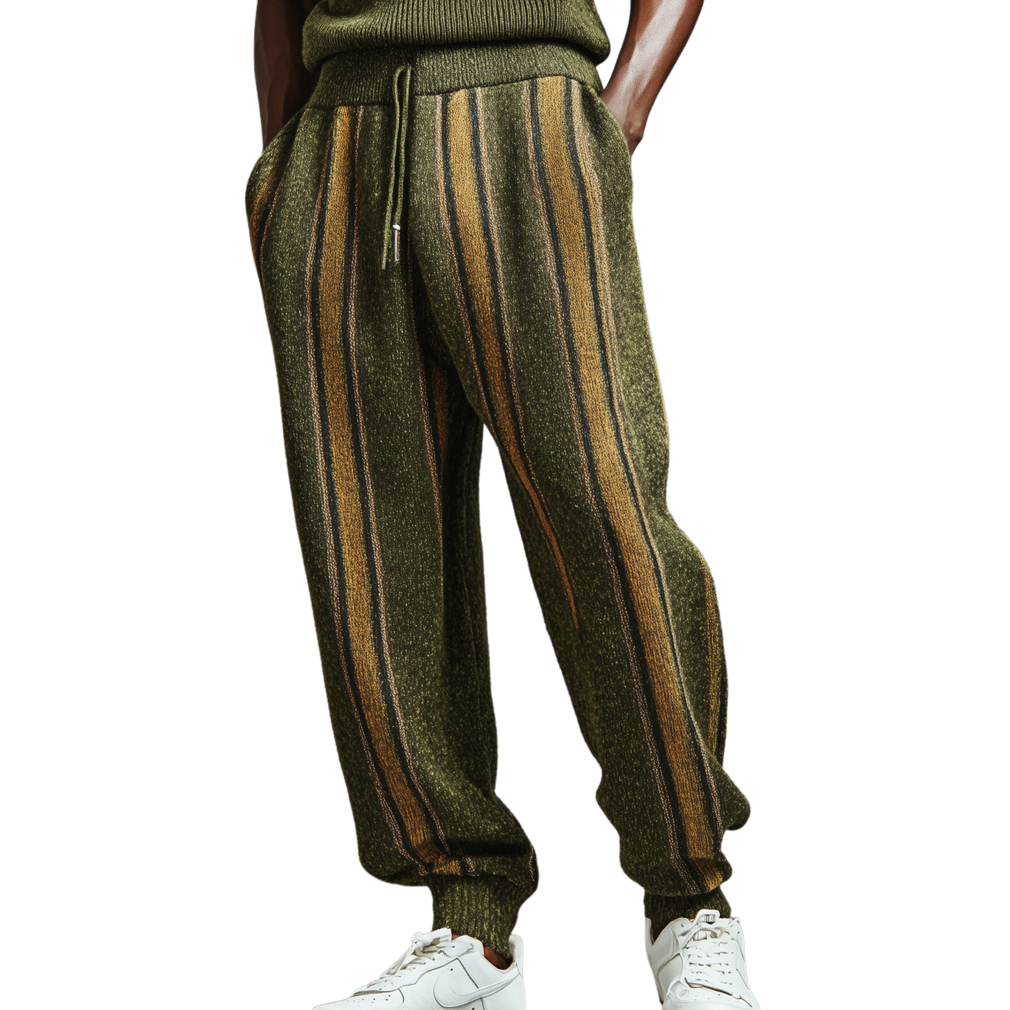 Men's Classic Casual Striped Elastic Waist Knit Pants MTA0653K4K