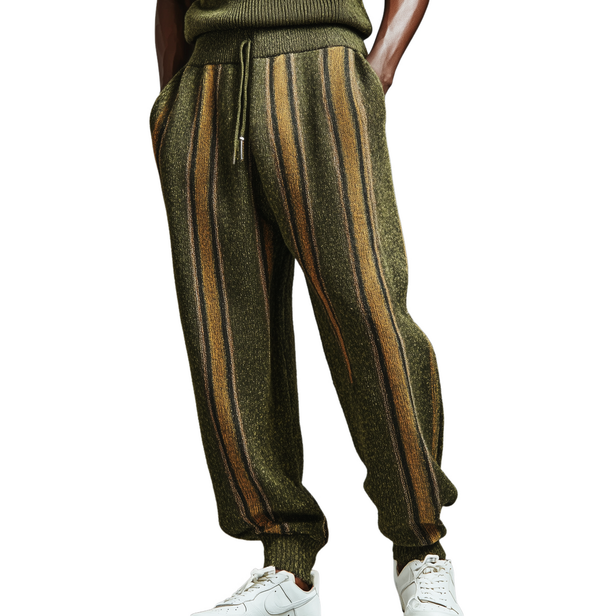 Men's Classic Casual Striped Elastic Waist Knit Pants MTA0653K4K