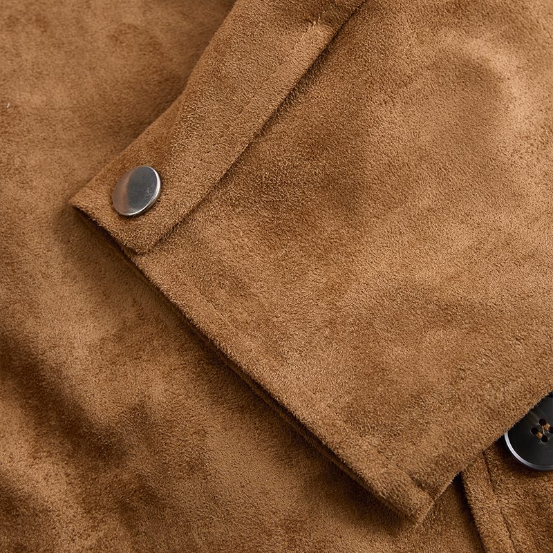 Men's Vintage Casual Faux Leather & Suede Double Collar Western Style Jacket MTA3036I7TO