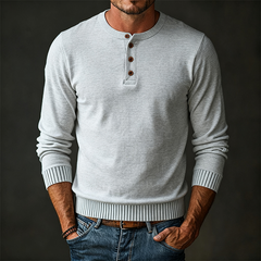 Men's Solid Color Knitted Button Pullover Sweater MTA2930J5X