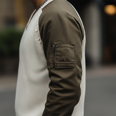 Men's Fashion Cotton Blend Patchwork V-Neck Sweater MTA1749K3P