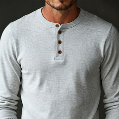 Men's Solid Color Knitted Button Pullover Sweater MTA2930J5X