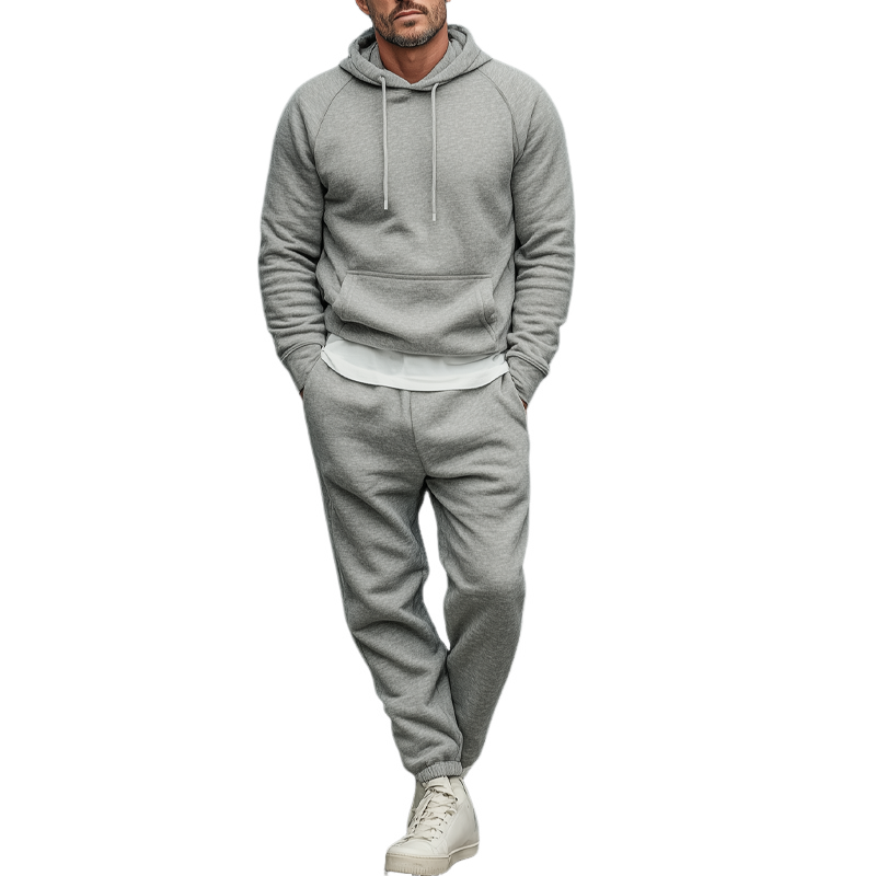 Men's Cotton Blend Hooded Trousers Casual Sportswear Two-piece Set MTA2911K1X