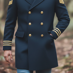 Men's Winter Retro Color-blocked Faux Wool Double-breasted Military Overcoat MTA2488K2P