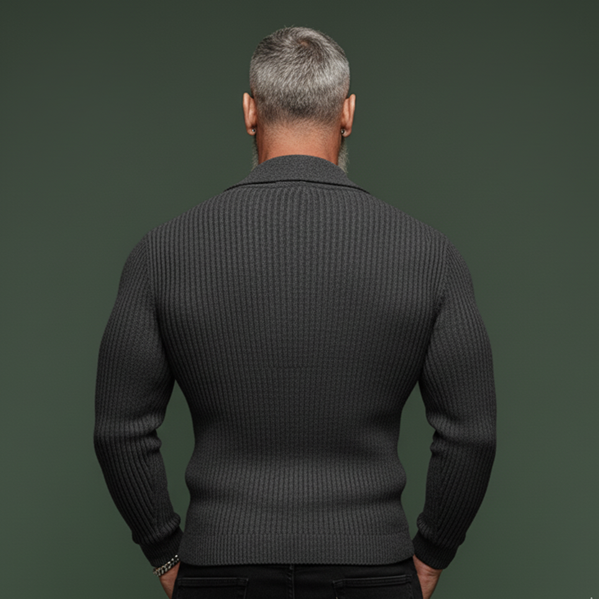 Men's Classic Retro Shawl V-neck Slim Fit Sweater MTA2834K9K