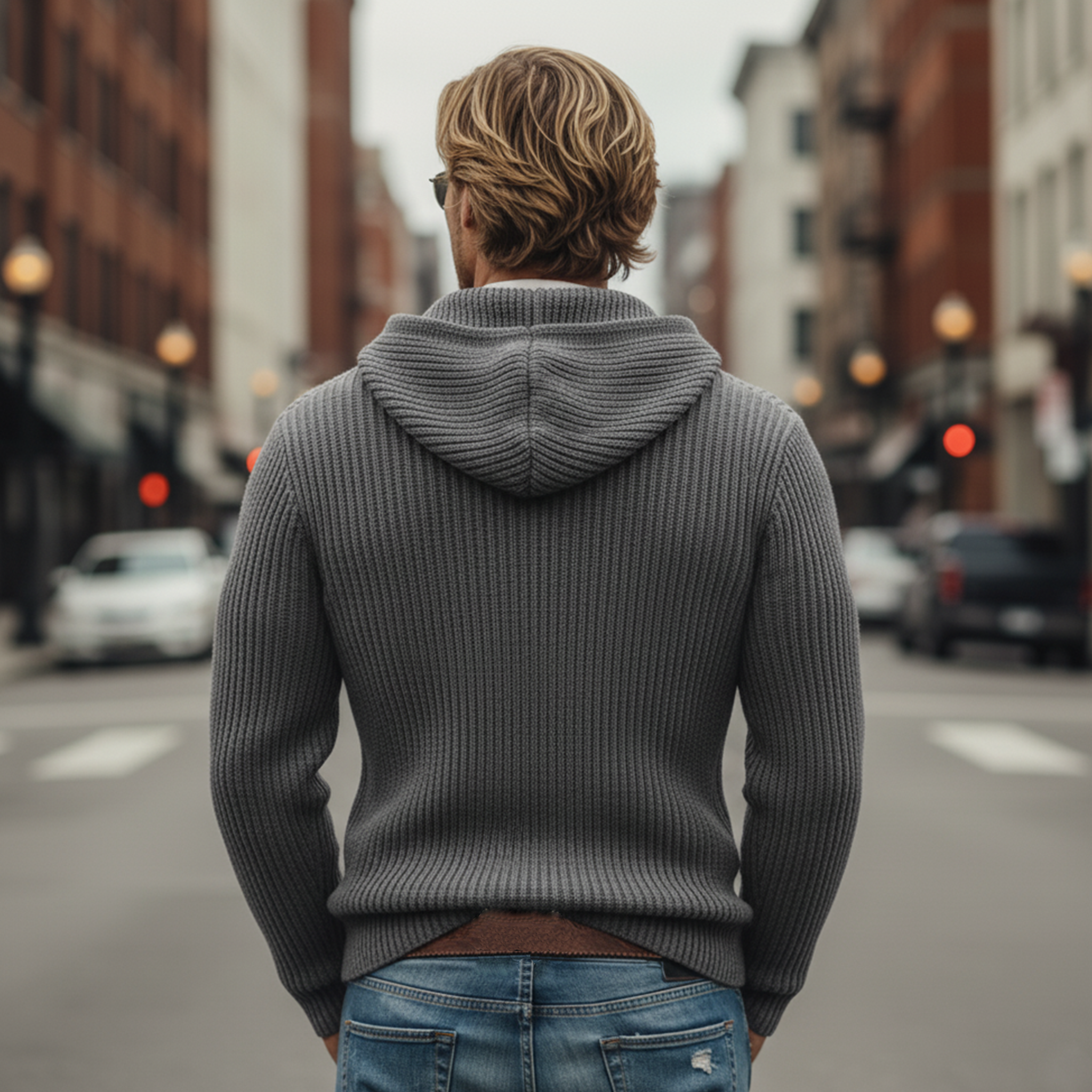 Men's Classic Casual Hooded Slim Fit Knit Sweatshirt MTA2830K7K