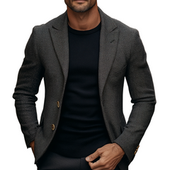 Men's Blended Solid Color Lapel Blazer MTA2813K5X