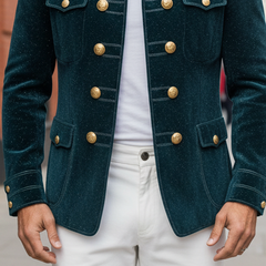 Men's Corduroy Solid Color Stand Collar Button-Trimmed Slim Fit Jacket MTA0847K4X