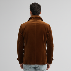 Men's Classic Retro Lapel Double-breasted Faux Velvet Jacket MTA1406K9K