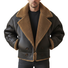 Men's Urban Warm PU Leather Faux Lambswool Lined Jacket MTA1848K5U