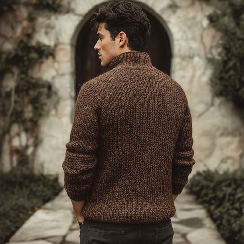 Men's Classic Button-up Stand-collar Casual Knitted Sweater MTA2706K1U