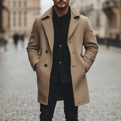 Men's Winter Retro Textured Faux Wool Mid-Length Coat MTA1576K1P