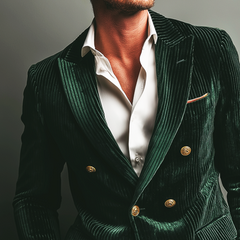 Men's Retro Casual Velvet Ribbed Blazer MTA1261K8TO